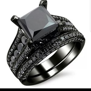 *NEW💍 18K BLACK SAPPHIRE STERLING SILVER RING💎 fits like a 7.5